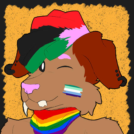 Osiris (that's me!) with the Pan-African colors in his hair and the gay male flag on his cheek for pride month 2026!